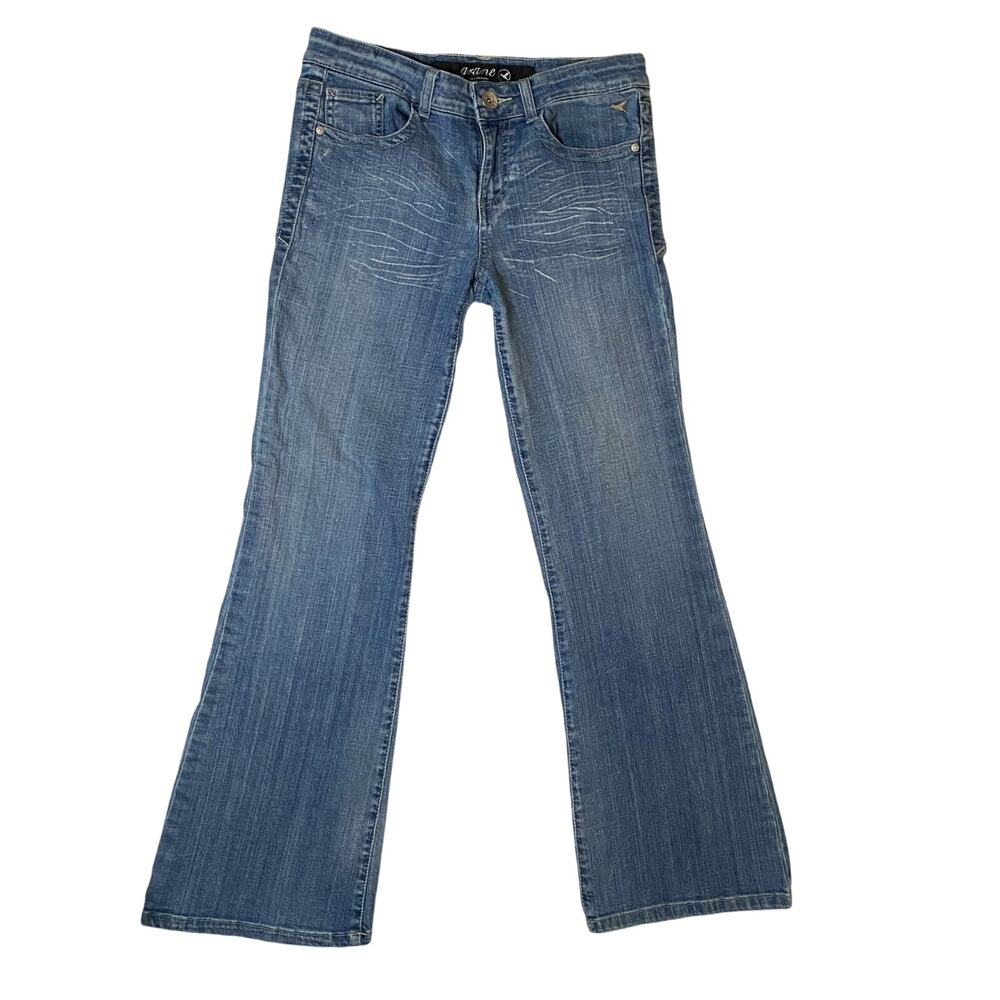 Y2K LowRise Flare Leg Embroidered Detailed Pocket Vtg 2000s Denim Light Wash - Picture 2 of 10